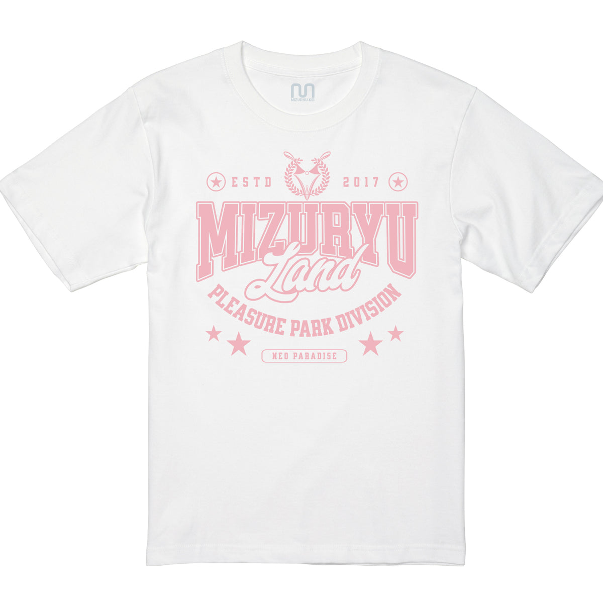 MIZURYU KEI: MIZURYU Land PLEASURE PARK - 6.2oz Premium T ホワイト × ピンク