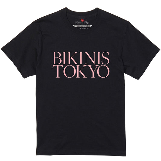 THE BIKINISTOKYO LOGO TEE - MODERN SERIF Flamingo Pink - 5.6oz Basic Tee