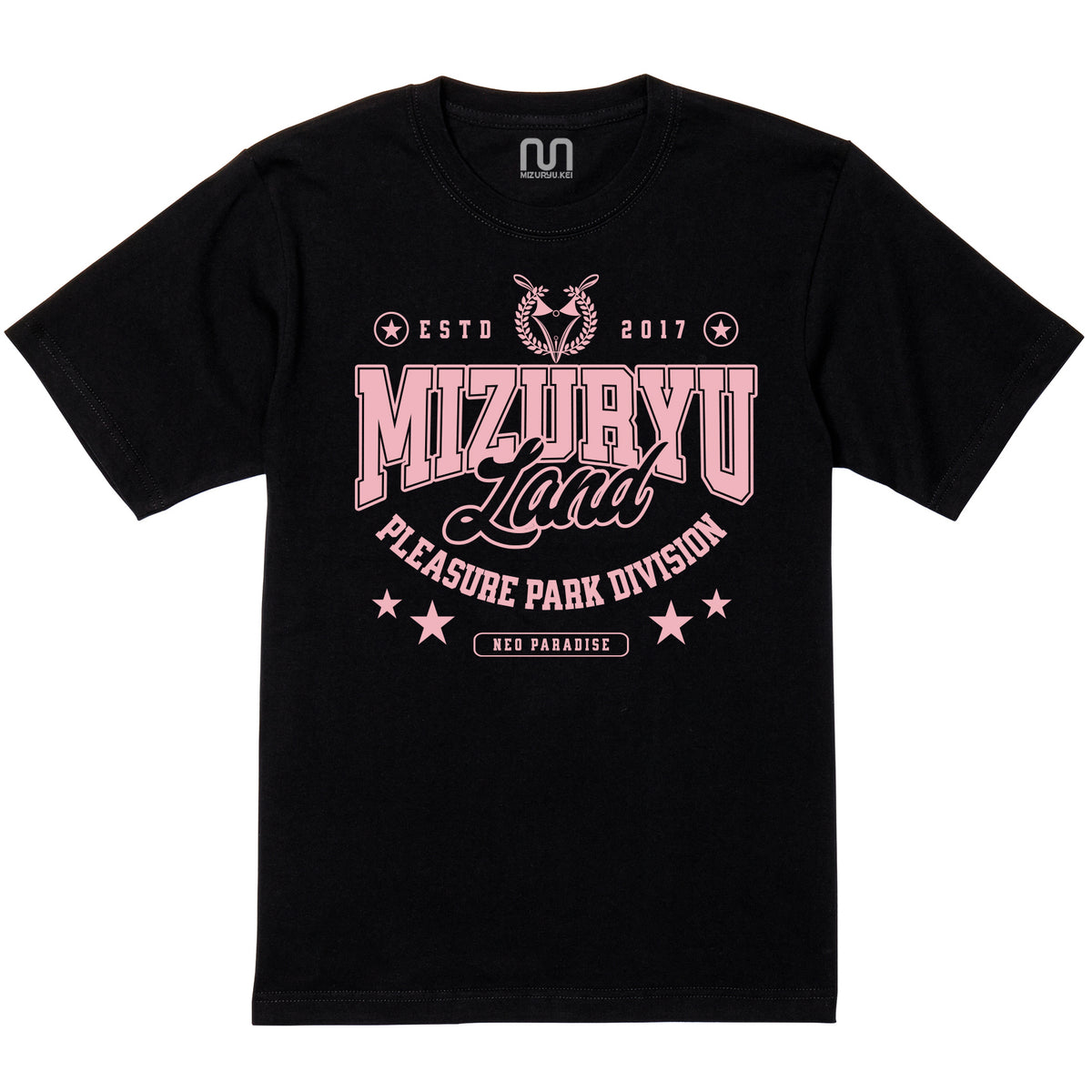 MIZURYU KEI: MIZURYU Land PLEASURE PARK - 6.2oz Premium T ブラック × ピンク