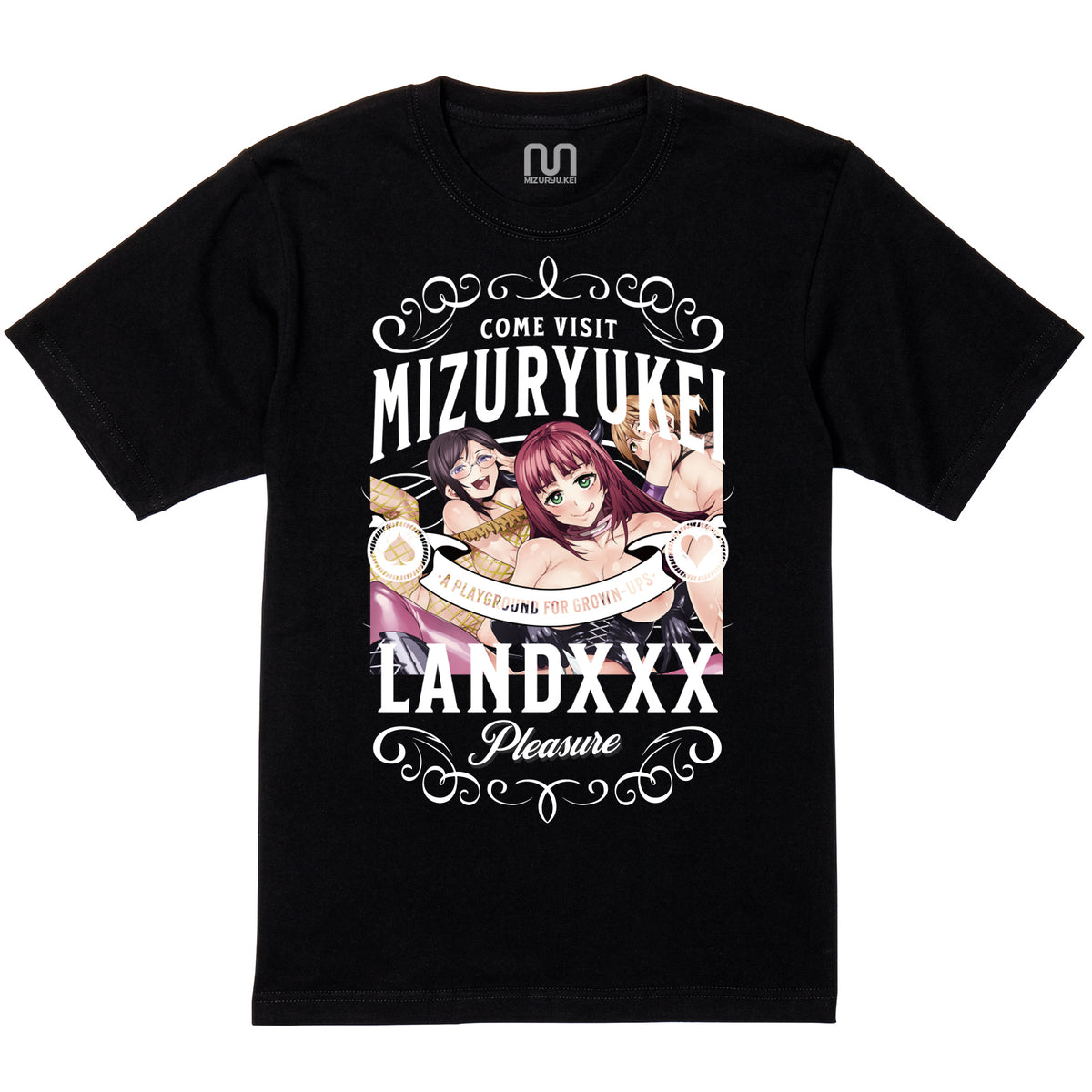 MIZURYU KEI: COME VISIT MIZURYUKEI LANDXXX - 5.6oz Basic Tee ブラック
