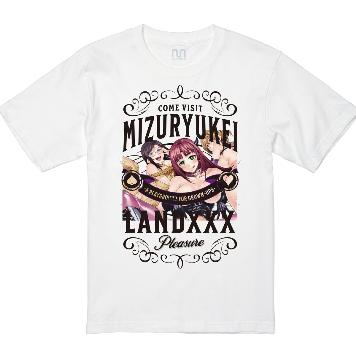 MIZURYU KEI: COME VISIT MIZURYUKEI LANDXXX - 5.6oz Basic Tee ホワイト × ブラック