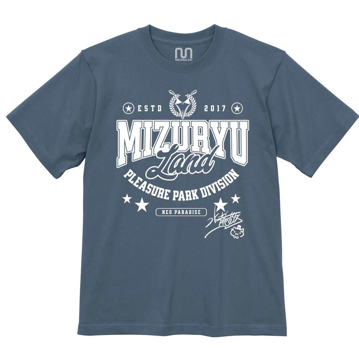 MIZURYU KEI: MIZURYU Land PLEASURE PARK / Signature Edition - 6.2oz Premium T ヘイジーネイビー