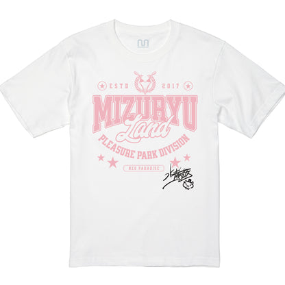 MIZURYU KEI: MIZURYU Land PLEASURE PARK / Signature Edition - 6.2oz Premium T ホワイト × ピンク