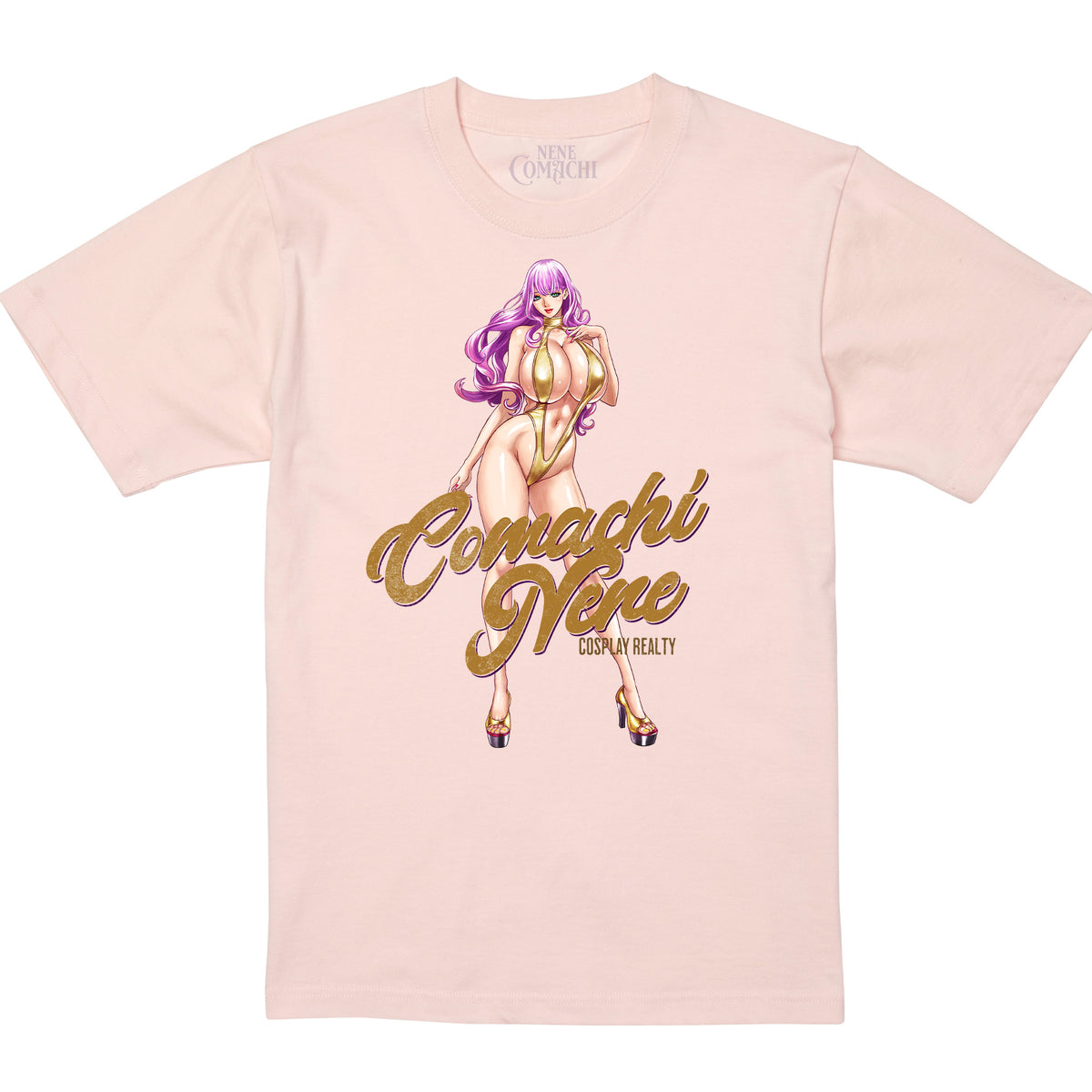 小町ねね × たべ・こーじ - COSPLAY REALTY Illustration - 6.2oz Premium T ベビーピンク