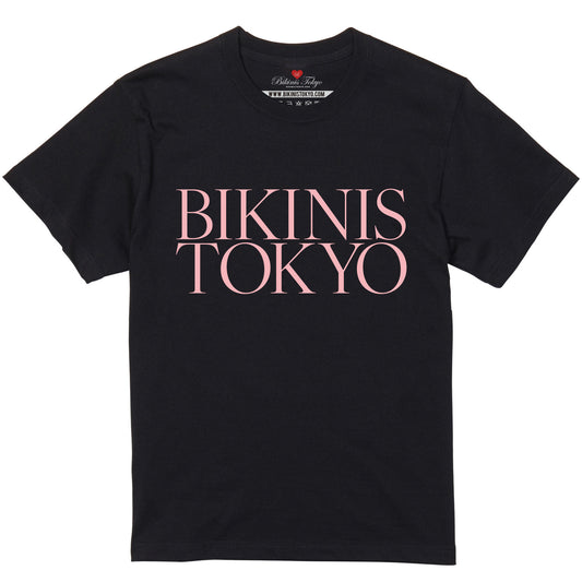 THE BIKINISTOKYO LOGO TEE - MODERN SERIF Flamingo Pink - 5.6oz Basic Tee